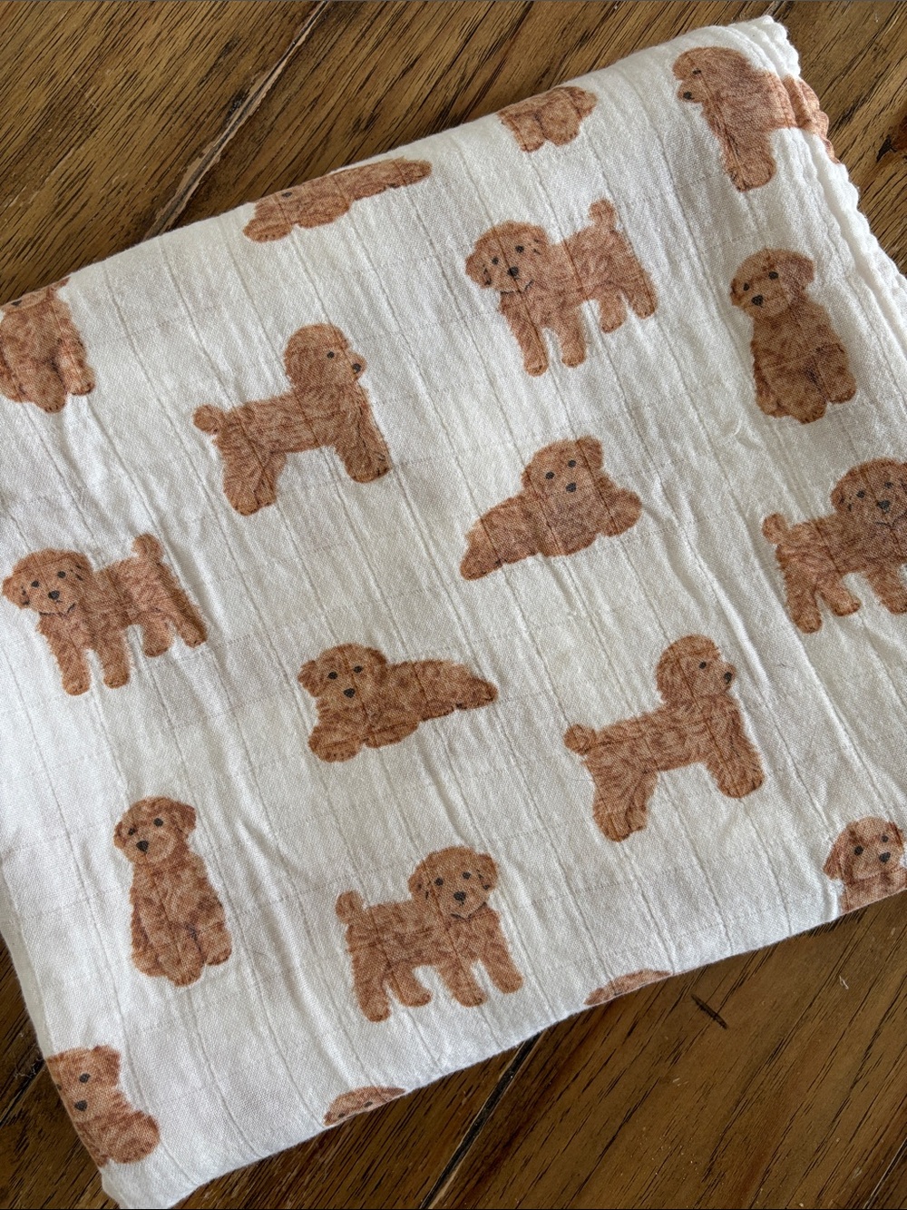 Cream Pet Blanket with Brown Puppy Print - Soft Dog Bedding